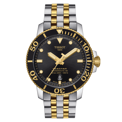 Tissot Seastar 1000 Powermatic 80 43 Stainless Steel - Yellow Gold / Black / Bracelet